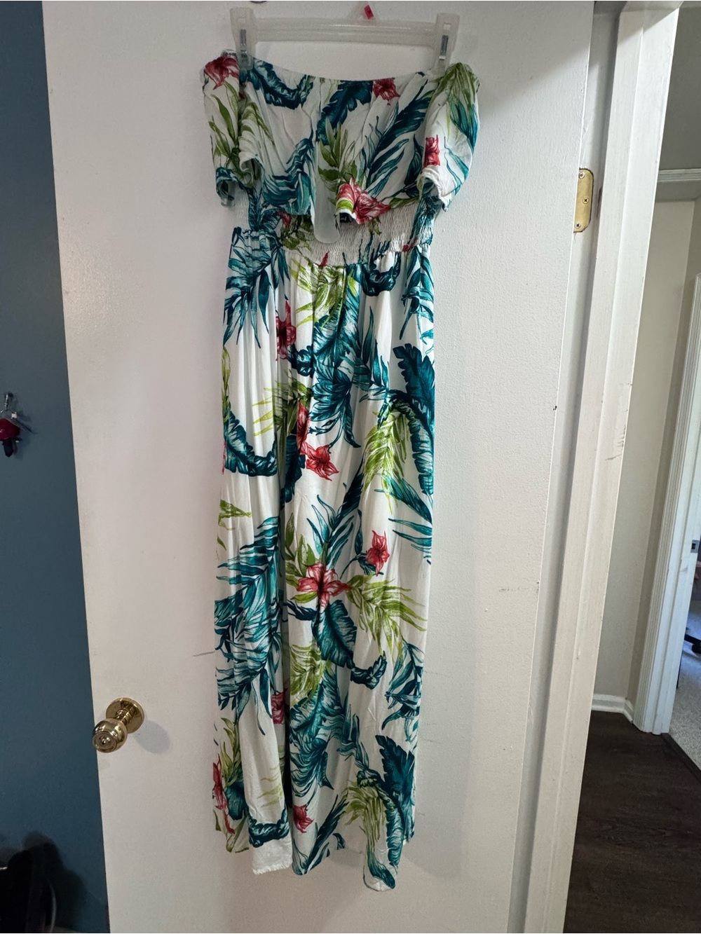 FAVLUX White Tropical Leaf Off-Shoulder One-Piece